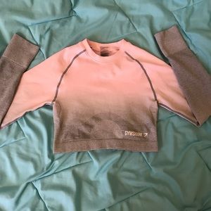 Gymshark Ombré NWOT Seamless Pink & Grey Crop Top
